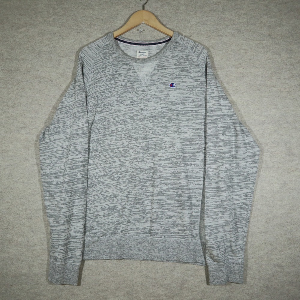 Champion Sweatshirt Mens XL Gray Space Dye Waffle Knit Pullover Fall Essentials